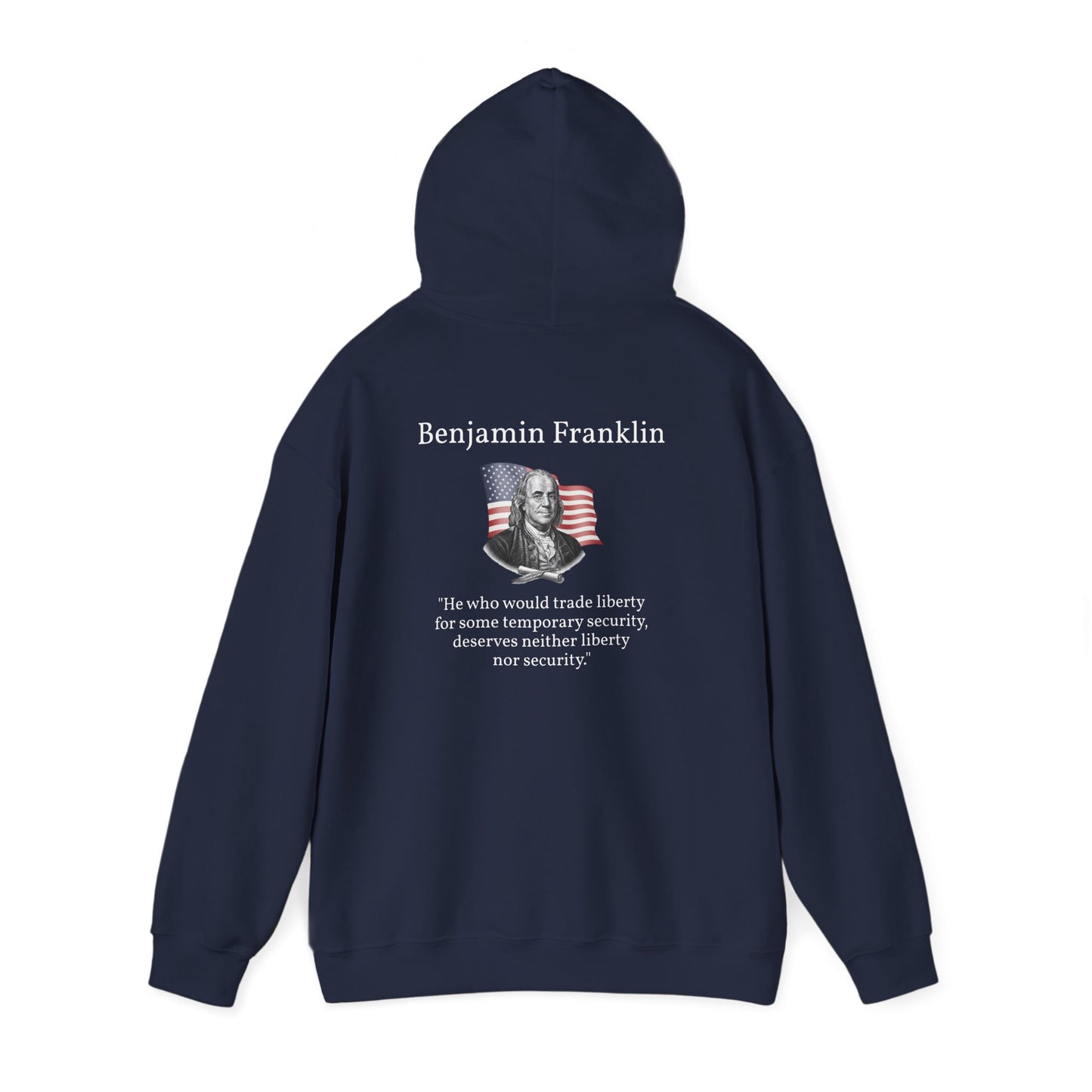 Hoodie – Benjamin Franklin "Liberty & Security" Quote Patriotic Pullover